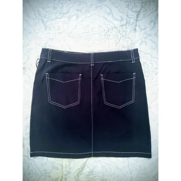 Nicole Miller Artelier Contrast Stitch Utility Skirt - Navy - NWT - Size 8 - Picture 2 of 5